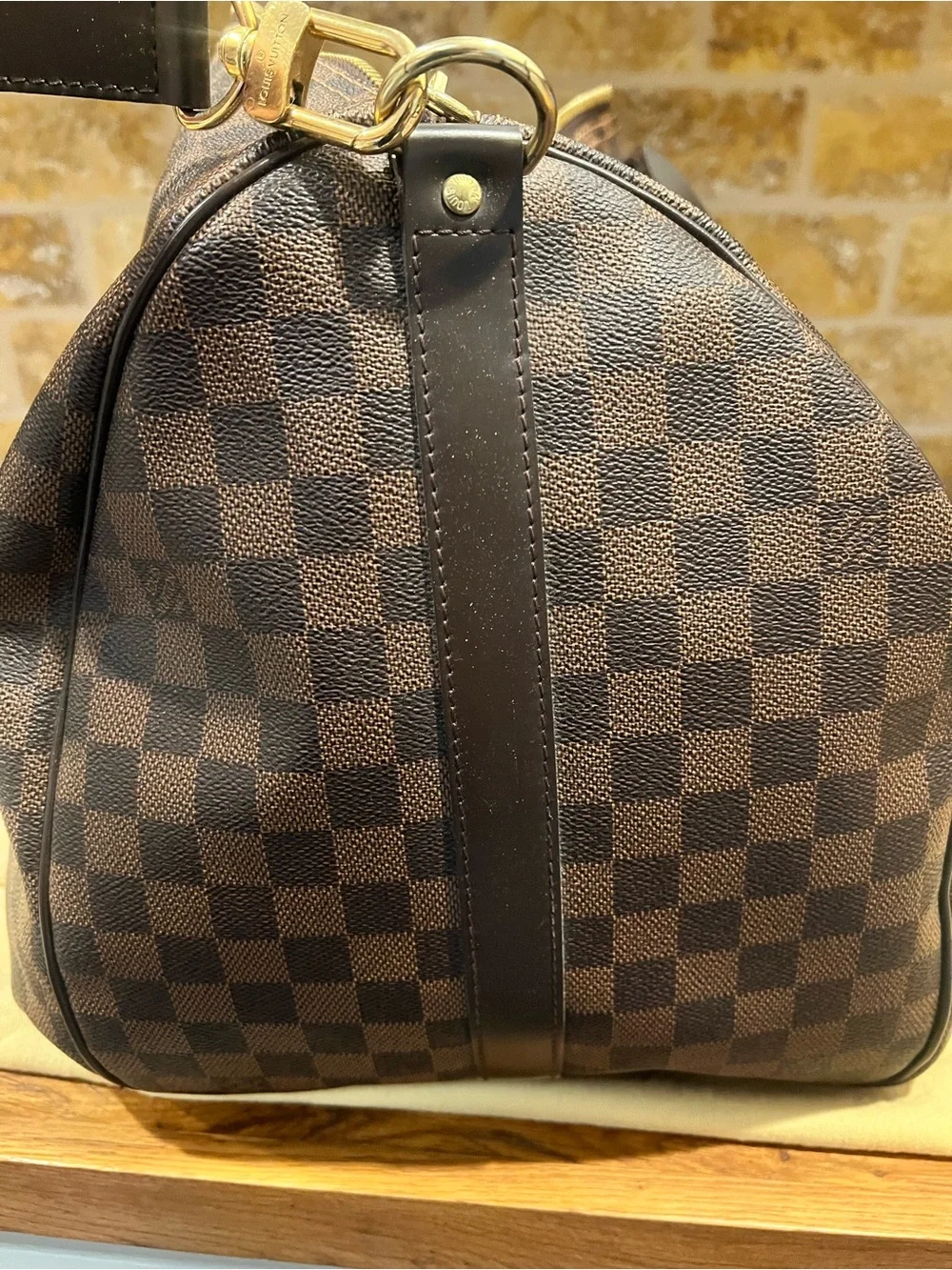 Louis Vuitton Damier Ebene Checkered Duffel Bag - Brown